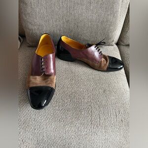Undandy Men’s Custom Brown/Wine Oxford Derby Dress Shoes Size 45 (US 11-11.5)